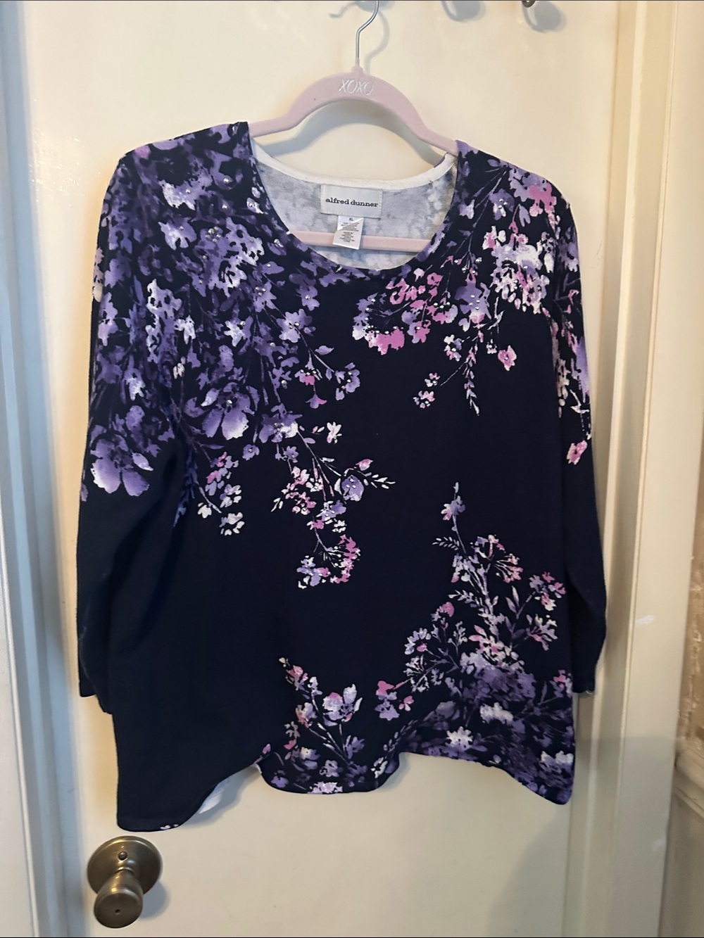 Alfred Dunner Dark Blue & Purple Lightweight Sweater Size XL NWOT